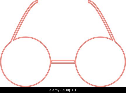 Neon glasses red color vector illustration flat style light image Stock Vector