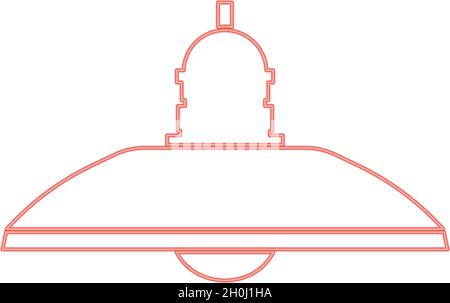 Neon retro household lamp and floor lamp red color vector illustration flat style light image Stock Vector