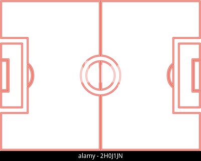 Neon soccer field red color vector illustration flat style light image Stock Vector