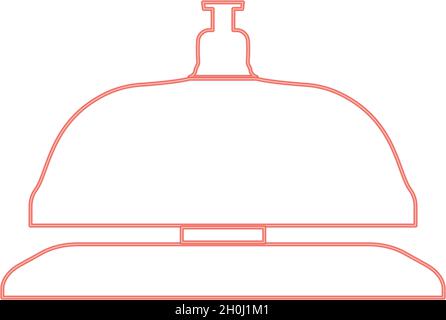 Neon reception bell red color vector illustration flat style light image Stock Vector