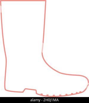 Neon rubber boots red color vector illustration flat style light image Stock Vector