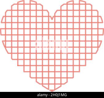Neon heart with square red color vector illustration flat style light image Stock Vector