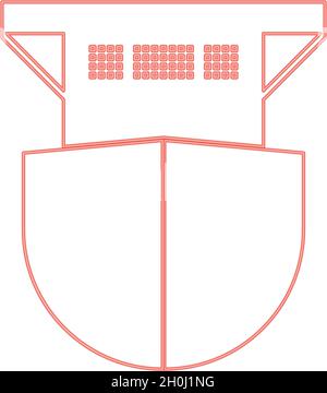 Neon seagoing cargo ship red color vector illustration flat style light image Stock Vector