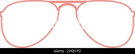 Neon glasses red color vector illustration flat style light image Stock Vector