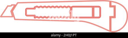 Neon paper knife red color vector illustration flat style light image Stock Vector