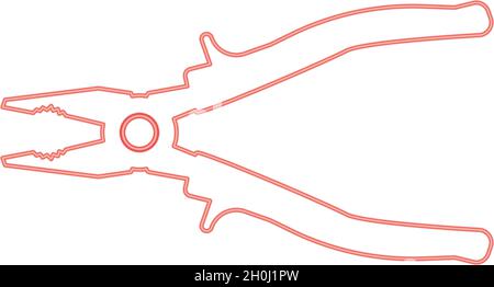 Neon pliers red color vector illustration flat style light image Stock Vector