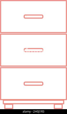Neon cabinet red color vector illustration flat style light image Stock Vector