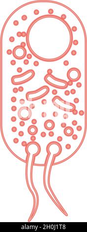 Neon bacteria red color vector illustration flat style light image Stock Vector