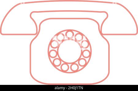 Neon retro telephone red color vector illustration flat style light image Stock Vector