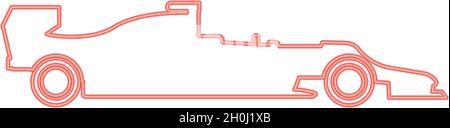 Neon silhouette of a racing car red color vector illustration flat style light image Stock Vector