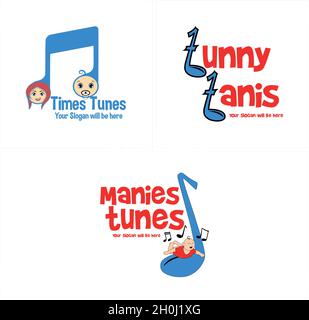 Playful kids boy girl baby logo design Stock Vector