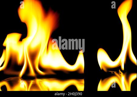 Fire flames on black Stock Photo