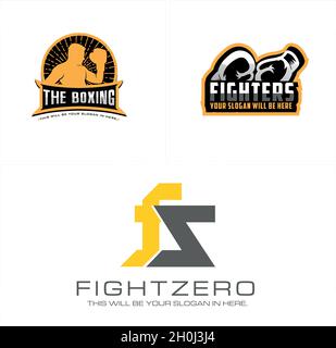 Set of boxing sport logo design Stock Vector