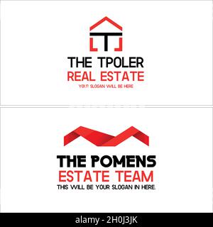 Modern Real estate line art home roof letter T logo design Stock Vector