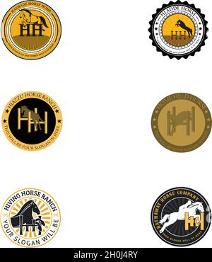 Set of horse training logo design Stock Vector