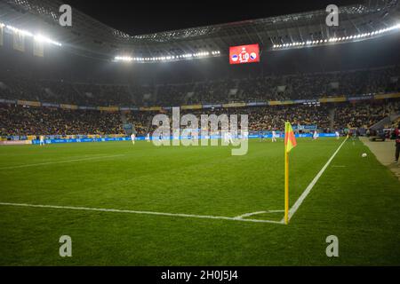Lviv, Ukraine - October 12, 2021: The World Cup Qualification UEFA, Football match between Ukraine and Bosnia and Herzegovina Stock Photo