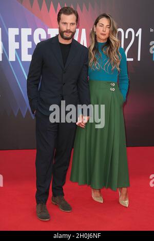 Oct 12, 2021 - London, England, UK - BFI London Film Festival 2021 - Jamie Dornan and Amelia Warner attends Belfast - American Airlines Gala, Royal Fe Stock Photo