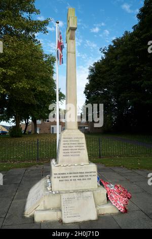 The war memorial in Corby old village, Northamptonshire, England, UK