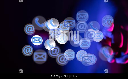 3D rendering of approved email and spam messages displayed on a futuristic interface Stock Photo