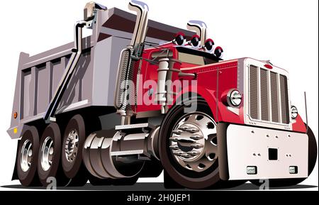 Vector Cartoon Dump Truck. Available EPS-10 vector format separated by groups and layers for easy edit Stock Vector