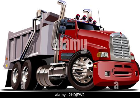 Vector Cartoon Dump Truck. Available EPS-10 vector format separated by groups and layers for easy edit Stock Vector