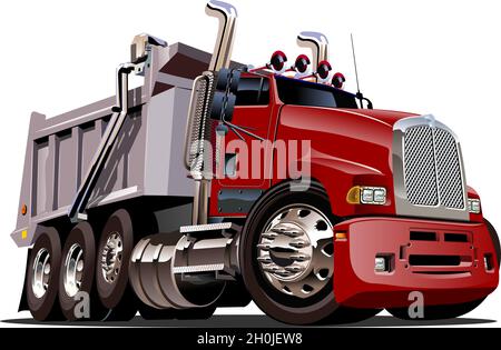Vector Cartoon Dump Truck. Available EPS-10 vector format separated by groups and layers for easy edit Stock Vector