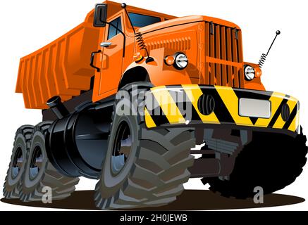 Cartoon dump truck isolated on white background. Available EPS-8 vector format separated by groups and layers for easy edit Stock Vector