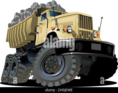 Cartoon dump truck isolated on white background. Available EPS-10 vector format separated by groups and layers for easy edit Stock Vector