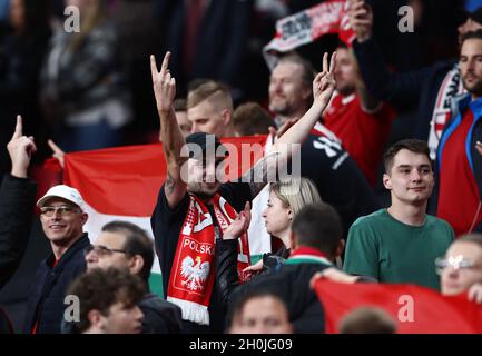 London, England, 12th October 2021.  A Hungary fan during the FIFA World Cup qualifiers match at Wembley Stadium, London. Picture credit should read: David Klein / Sportimage Stock Photo