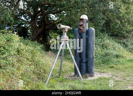 Sculpture of Surveyor on the Centurion Way in Chichester Stock Photo