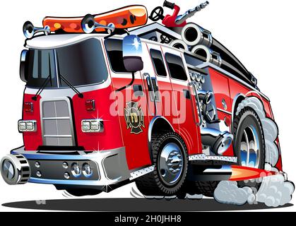 Vector cartoon firetruck. Available EPS-10 vector format separated by groups and layers for easy edit Stock Vector