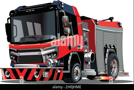 Vector cartoon firetruck. Available EPS-10 vector format separated by groups and layers for easy edit Stock Vector