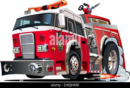 Vector cartoon firetruck. Available EPS-10 vector format separated by groups and layers for easy edit Stock Vector