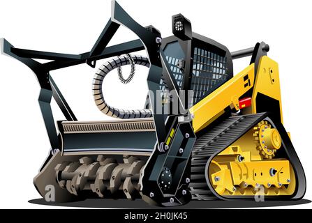 Vector Cartoon Mulcher Tractor. Available EPS-10 vector format separated by groups for easy edit Stock Vector