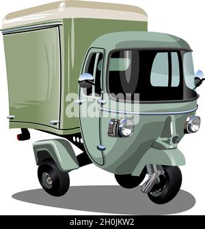 Vector cartoon delivery cargo scooter. Available EPS-10 format separated by groups and layers vith transparency effects for one-click repaint Stock Vector