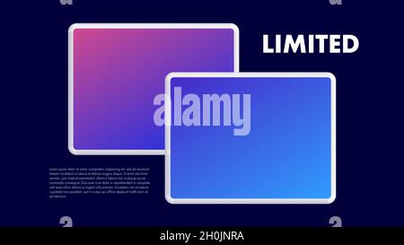 Advertisement Poster Mockup for Technology and Devices. Purple Theme Design for Webpage. Vector illustration Stock Vector