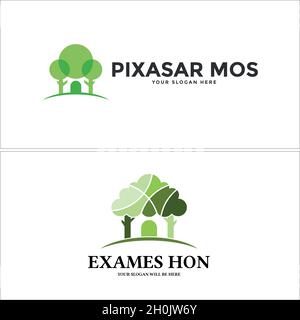 Modern nature home tree logo design Stock Vector