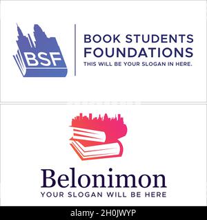 Modern city building education book logo design Stock Vector
