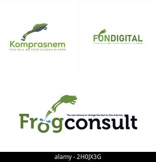Modern business consulting icon frog jump logo design Stock Vector