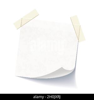 White empty note attached with adhesive tape Stock Vector