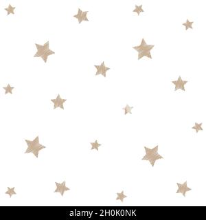 Striped rough surface seamless star pattern on white background vector stock illustration Stock Vector