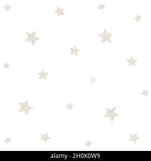 Striped rough surface seamless star pattern on white background vector stock illustration Stock Vector
