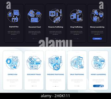 Reasons for legal deportation onboarding mobile app page screen Stock Vector