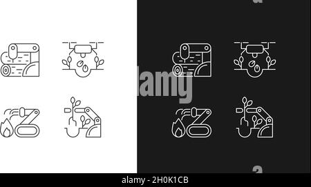 Automation for wellbeing linear icons set for dark and light mode Stock Vector