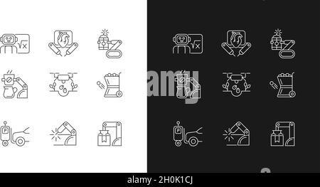 Leading technologies linear icons set for dark and light mode Stock Vector