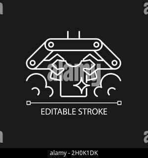 Laundry robot white linear icon for dark theme Stock Vector