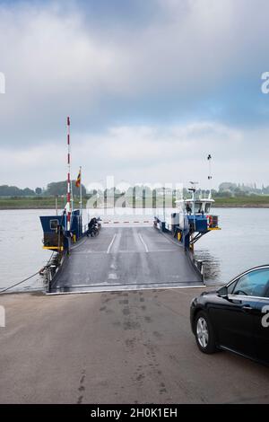 ferry near Olst between zwolle and deventer on river ijssel in the netherlands Stock Photo