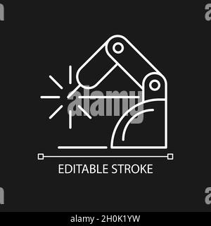 Welding robotics white linear icon for dark theme Stock Vector