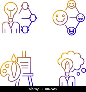 Creative and professional talents gradient linear vector icons set Stock Vector