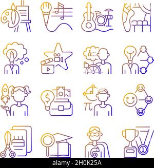 Talents and aptitudes gradient linear vector icons set Stock Vector